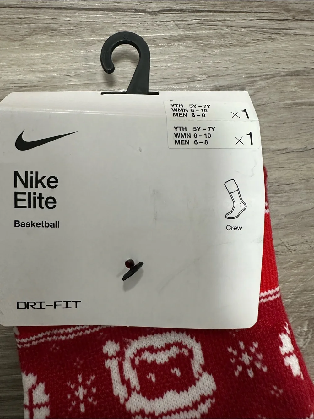 Nike Men's Crew Athletic Socks - Red & Green Holiday Knit